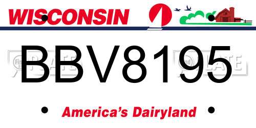 BBV8195 Wisconsin License Plate
