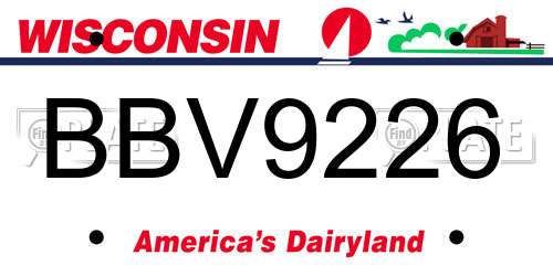 BBV9226 Wisconsin License Plate