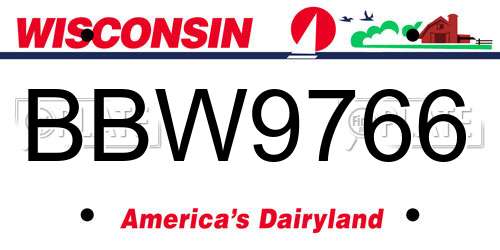 BBW9766 Wisconsin License Plate