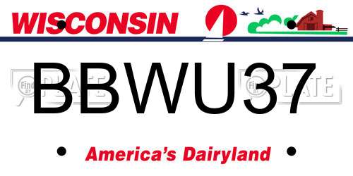 BBWU37 Wisconsin License Plate