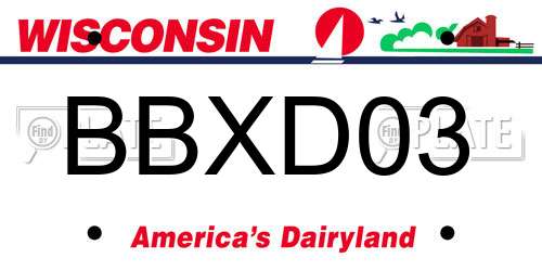 BBXD03 Wisconsin License Plate