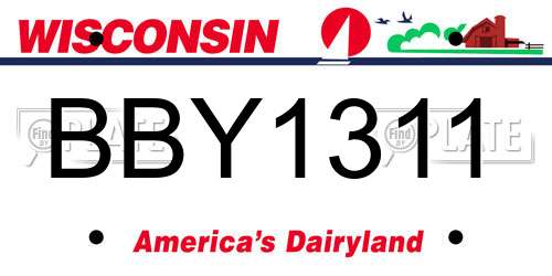 BBY1311 Wisconsin License Plate