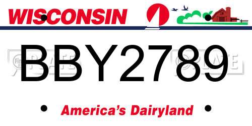 BBY2789 Wisconsin License Plate