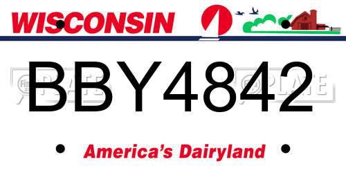 BBY4842 Wisconsin License Plate