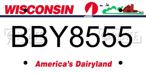 BBY8555 Wisconsin License Plate