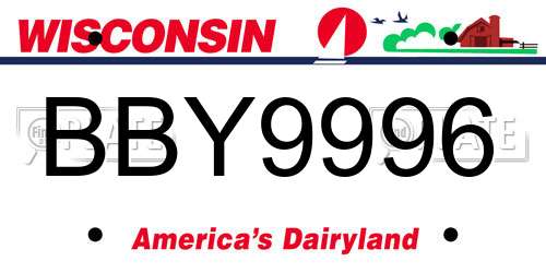 BBY9996 Wisconsin License Plate
