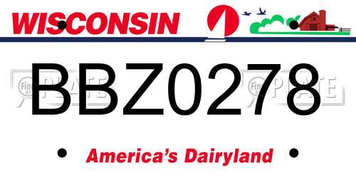 BBZ0278 Wisconsin License Plate