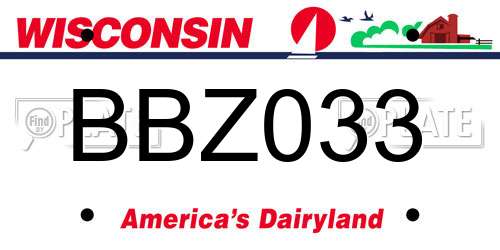 BBZ033 Wisconsin License Plate
