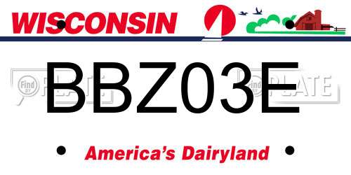 BBZ03E Wisconsin License Plate