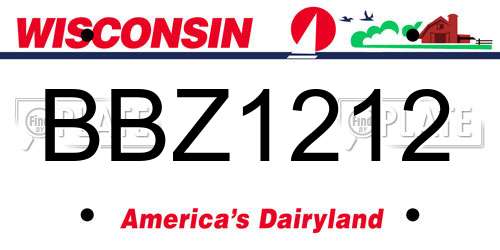 BBZ1212 Wisconsin License Plate