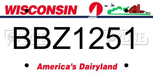BBZ1251 Wisconsin License Plate