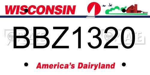 BBZ1320 Wisconsin License Plate