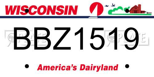 BBZ1519 Wisconsin License Plate