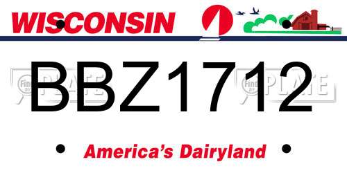 BBZ1712 Wisconsin License Plate