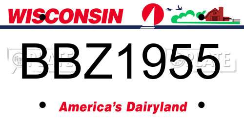 BBZ1955 Wisconsin License Plate