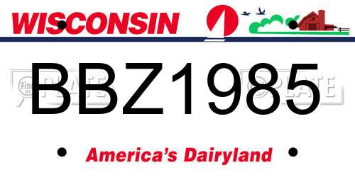 BBZ1985 Wisconsin License Plate