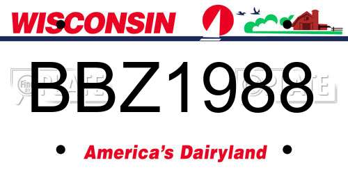 BBZ1988 Wisconsin License Plate