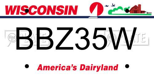 BBZ35W Wisconsin License Plate
