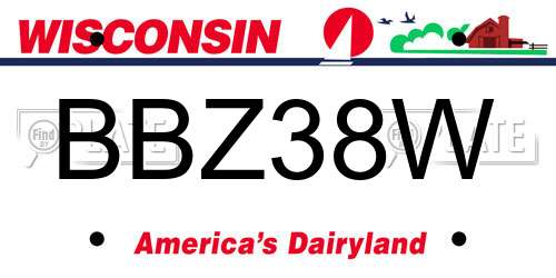 BBZ38W Wisconsin License Plate