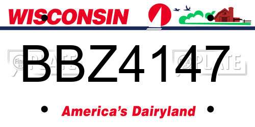BBZ4147 Wisconsin License Plate