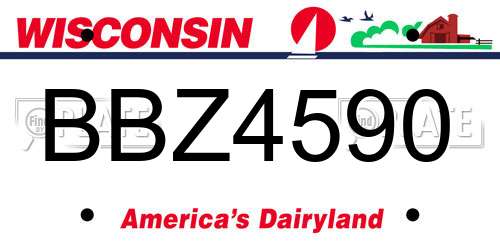 BBZ4590 Wisconsin License Plate