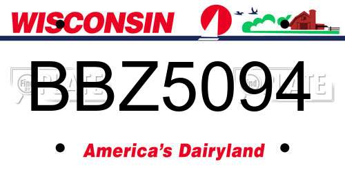 BBZ5094 Wisconsin License Plate