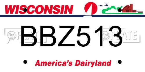 BBZ513 Wisconsin License Plate