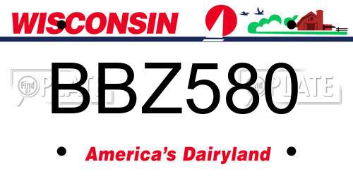 BBZ580 Wisconsin License Plate