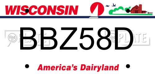 BBZ58D Wisconsin License Plate