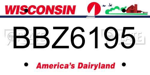 BBZ6195 Wisconsin License Plate