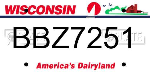 BBZ7251 Wisconsin License Plate