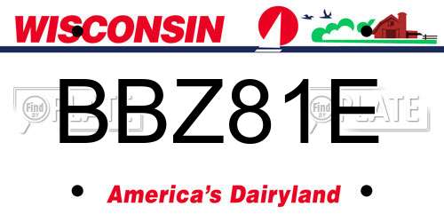 BBZ81E Wisconsin License Plate