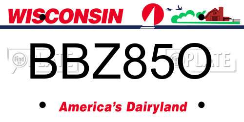BBZ85O Wisconsin License Plate
