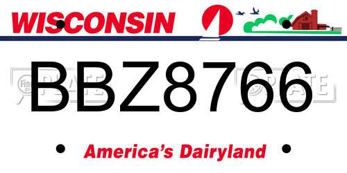 BBZ8766 Wisconsin License Plate