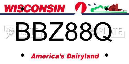 BBZ88Q Wisconsin License Plate