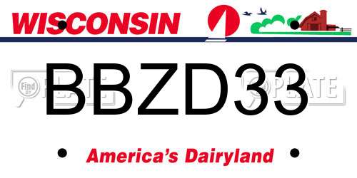 BBZD33 Wisconsin License Plate
