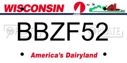 BBZF52 Wisconsin License Plate