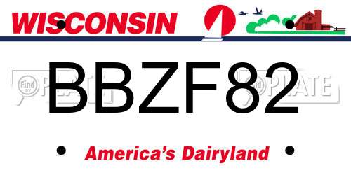 BBZF82 Wisconsin License Plate