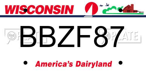 BBZF87 Wisconsin License Plate
