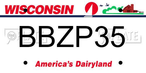 BBZP35 Wisconsin License Plate