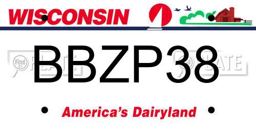 BBZP38 Wisconsin License Plate