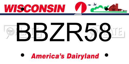 BBZR58 Wisconsin License Plate