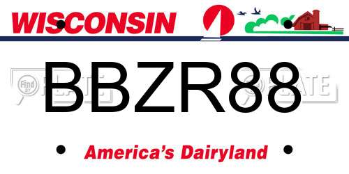 BBZR88 Wisconsin License Plate