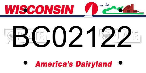 BC02122 Wisconsin License Plate