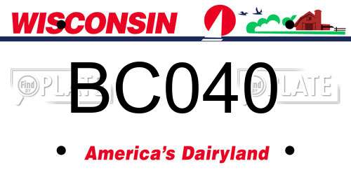 BC040 Wisconsin License Plate