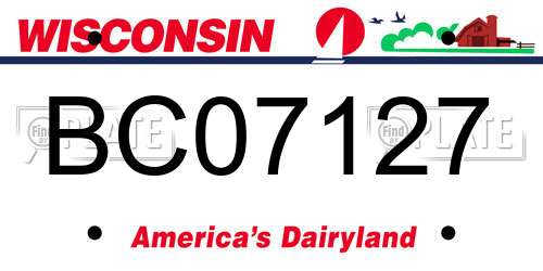 BC07127 Wisconsin License Plate