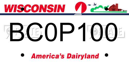 BC0P100 Wisconsin License Plate