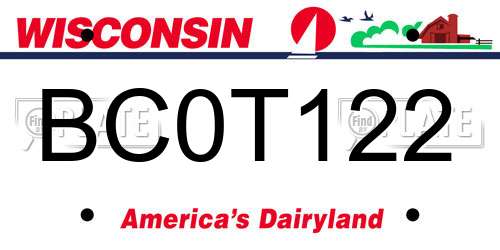 BC0T122 Wisconsin License Plate