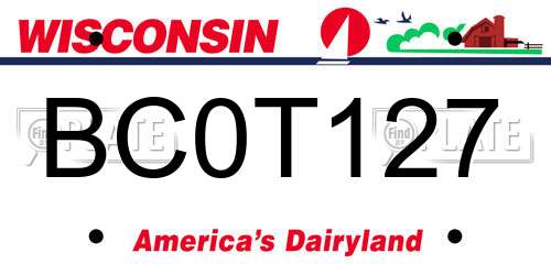 BC0T127 Wisconsin License Plate
