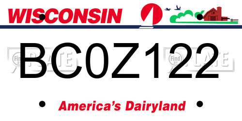 BC0Z122 Wisconsin License Plate